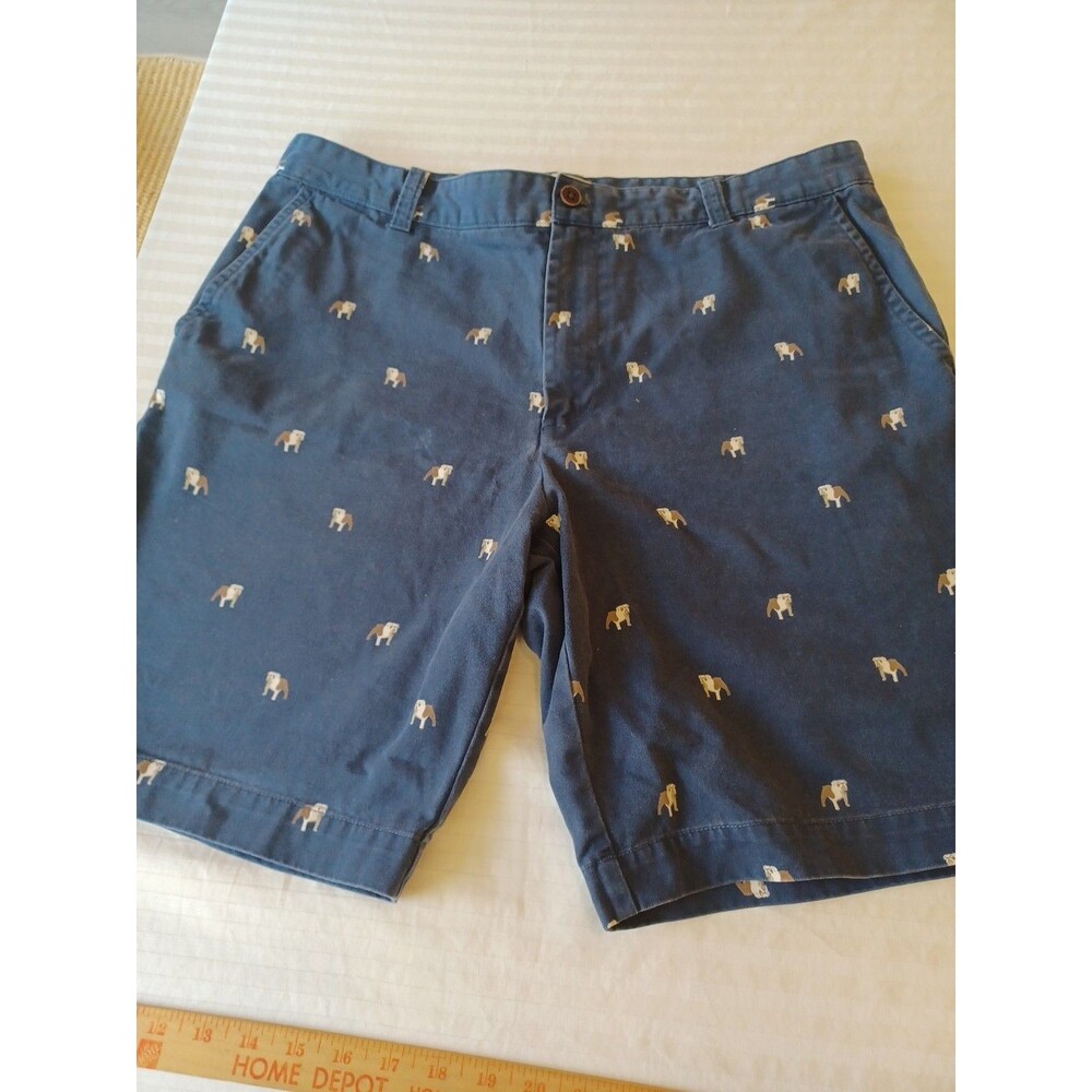 GH Bass bulldog navy chino shorts mens 36 cotton 9" inseam preppy classic golf